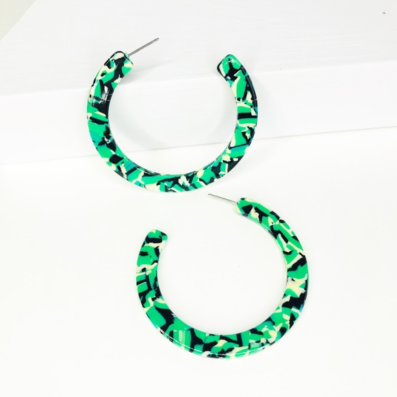 Hoop Earrings in Turquoise - Picture 5 of 7